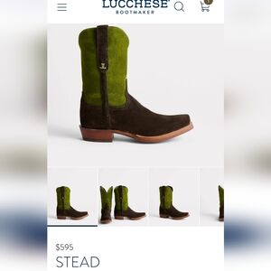 Lucchese Stead Green and Olive Brown Roughout 11.5D